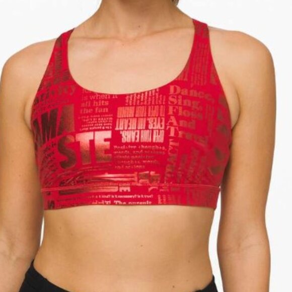 Lululemon Brand Energy Bra Manifesto 20YR Manifesto Foil Dark Red size 10 - Picture 1 of 7